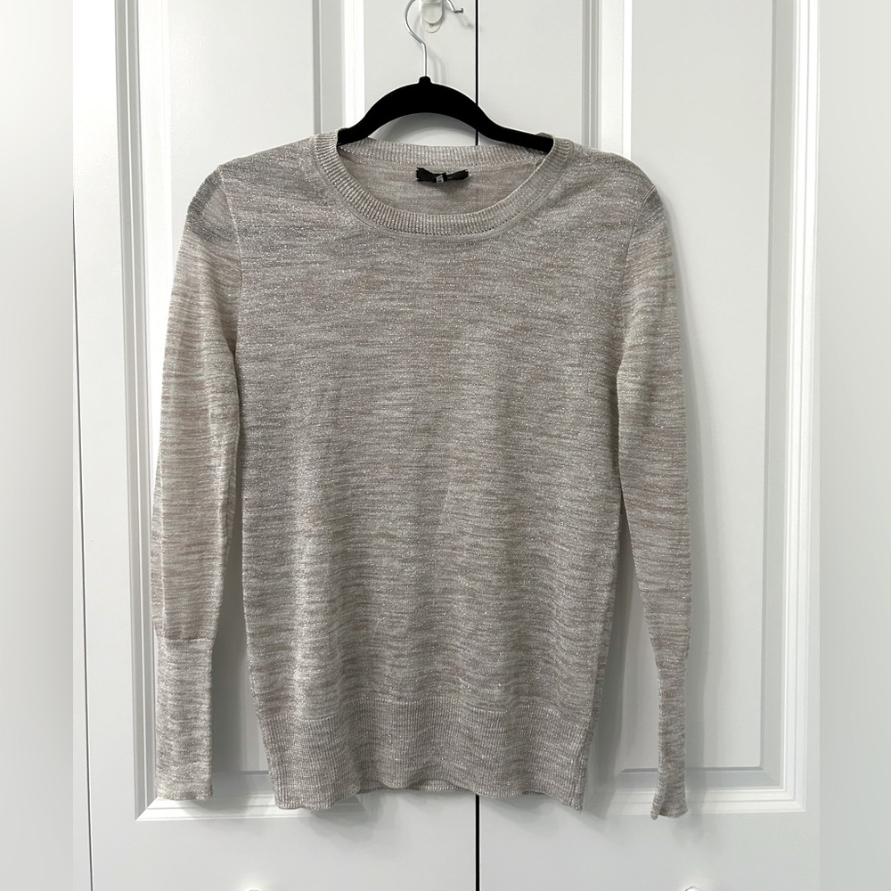 Long sleeved metallic sweater